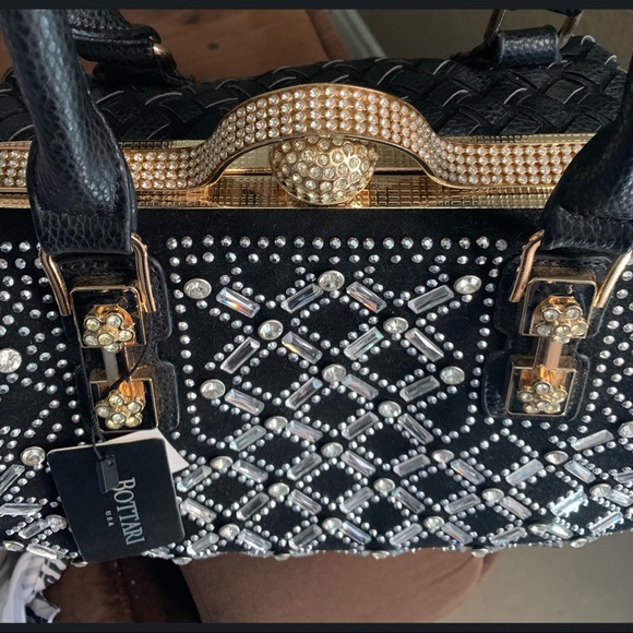 🆕New Bottari Black Handbag with Stones. - Picture 4 of 9